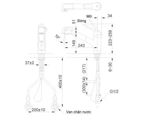 Vòi rửa rút dây nóng lạnh Inax JF-AB466SYX(JW)