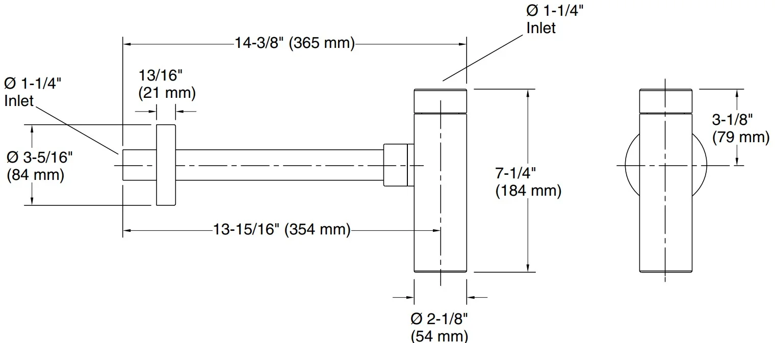 Bản vẽ xi phông kiểu lọ Kallista P21636