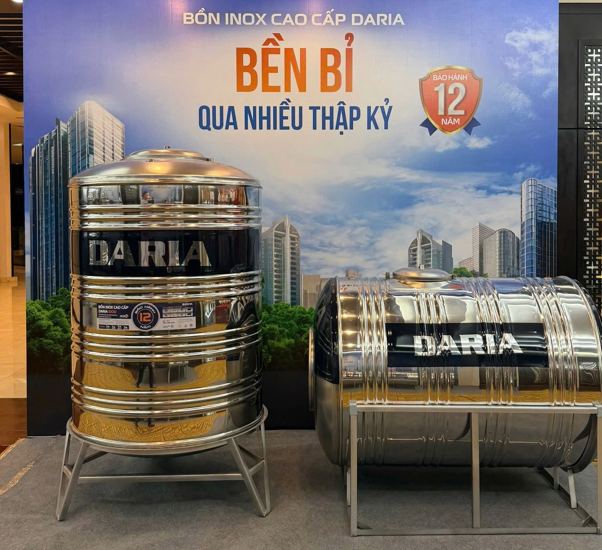 Bồn nước inox Daria 500L nằm ngang
