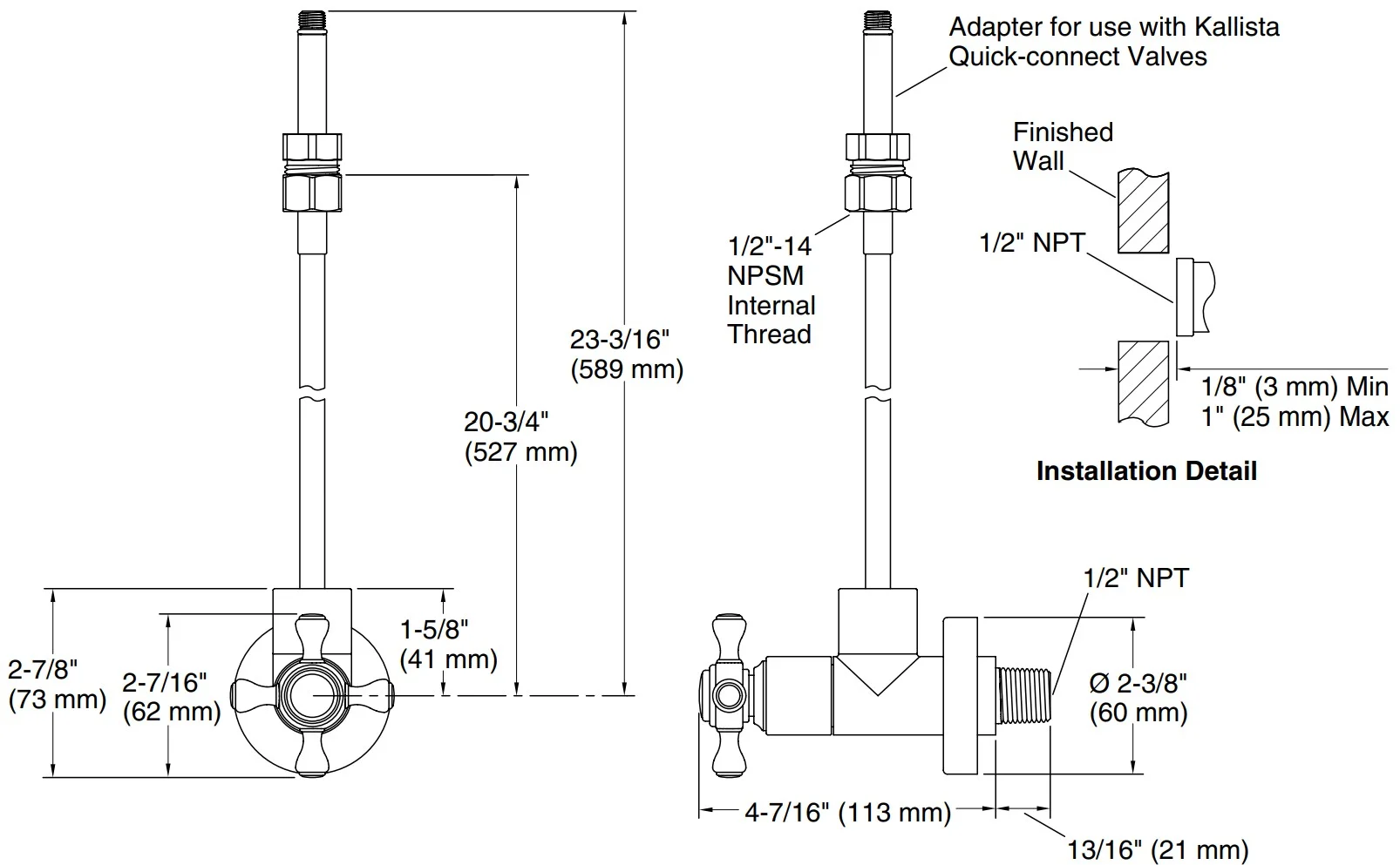 Bản vẽ bộ van Kallista P21642