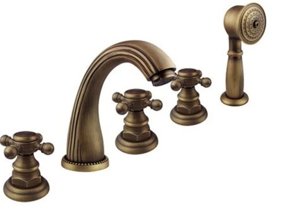 Sen bồn tắm gắn bồn 5 lỗ nóng lạnh bằng đồng cổ điển Kanly GCB04