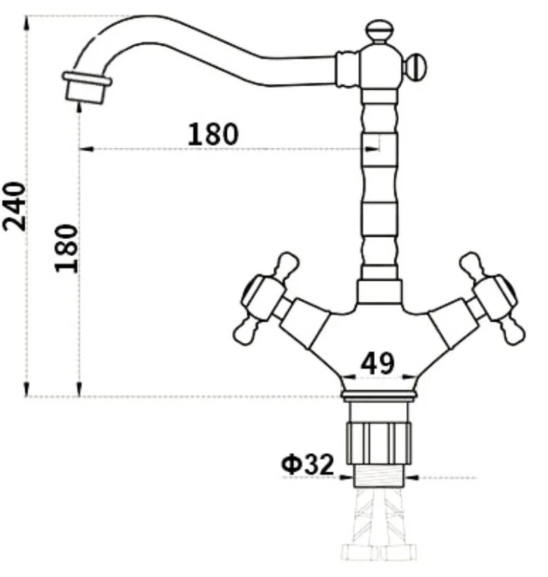 Bản vẽ kỹ thuật vòi lavabo nóng lạnh bằng đồng Kanly GCV09