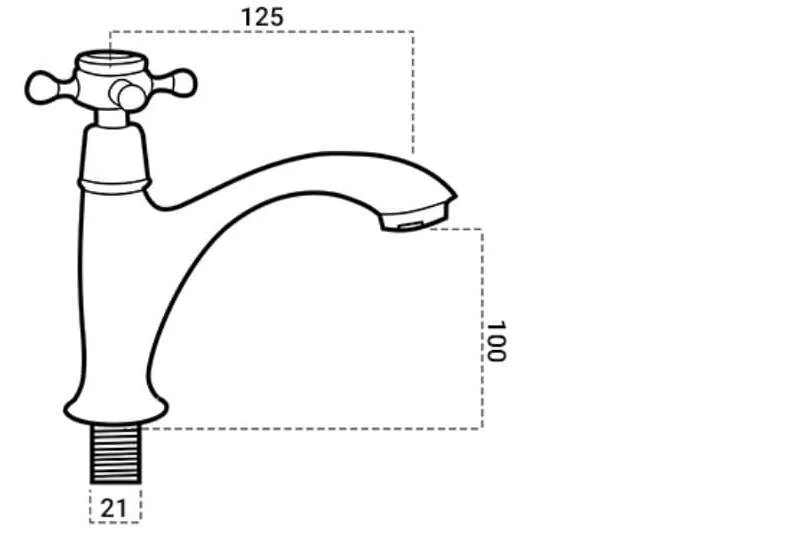 Bản vẽ kỹ thuật vòi chậu lavabo lạnh bằng đồng Kanly GCV109B