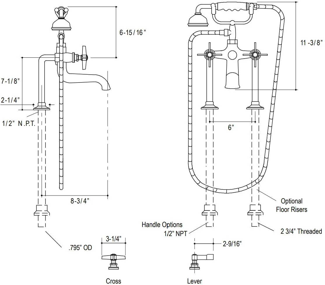 Bản vẽ sen bồn tắm Kallista P23007