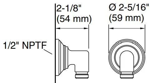 Bản vẽ cút nối Kallista P23144