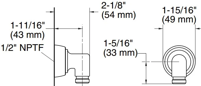 Bản vẽ cút nối Kallista P23244