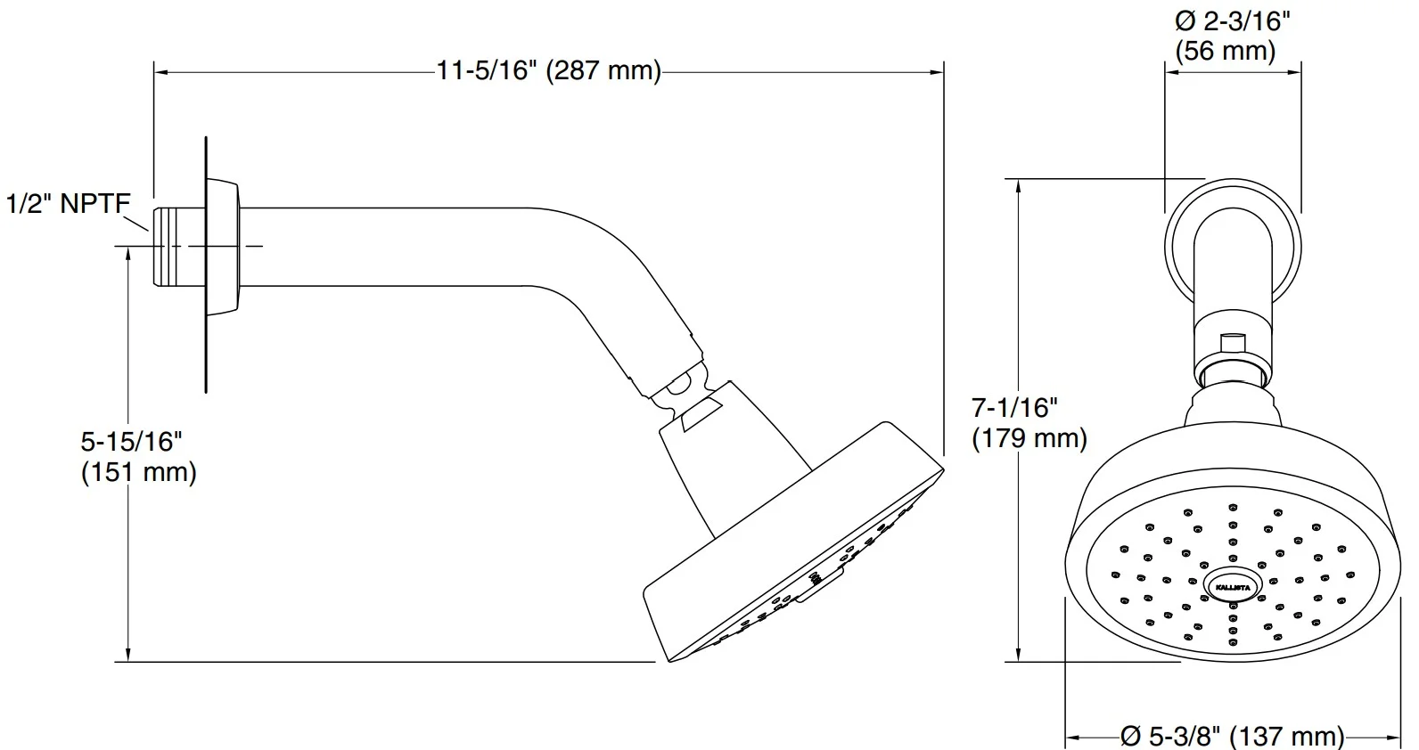 Bản vẽ bát sen 3 chức năng Kallista P23371