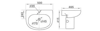 Chậu rửa Lavabo treo tường chân lửng Clara CB-305+CB-305C