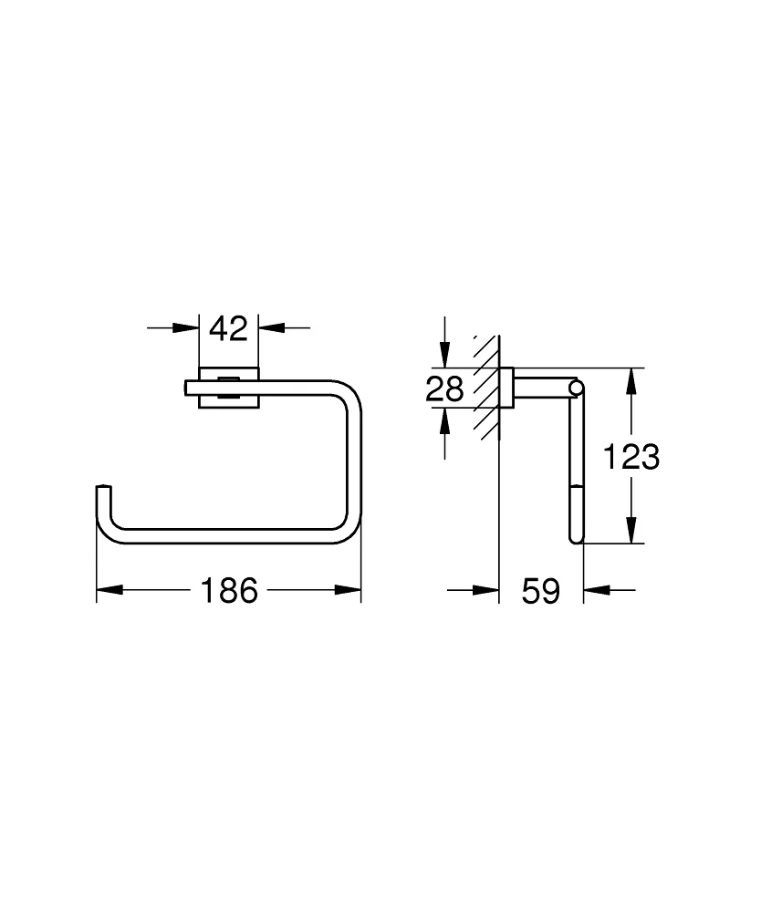 Bản vẽ vòng treo khăn tắm Grohe 40510DC1