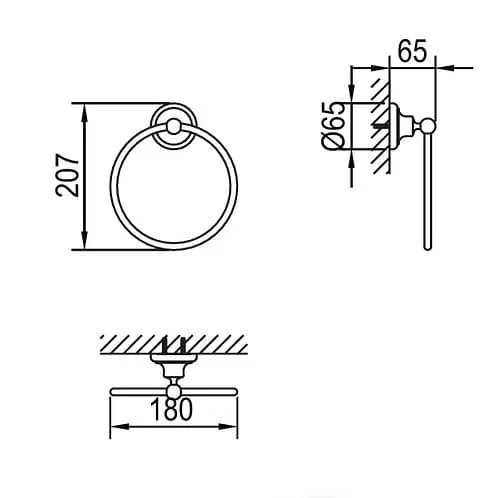 Bản vẽ kỹ thuật vòng treo khăn mạ vàng CLARA CA20-3