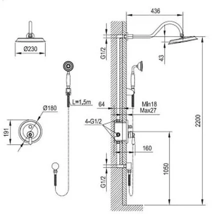 Bản vẽ kỹ thuật sen cây đứng nóng lạnh Clara CF-49355NE