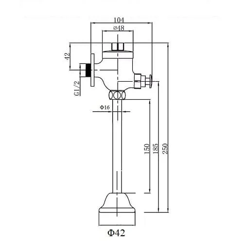 Bản vẽ kỹ thuật van xả tiểu nam ấn tay Miken UF9V-S