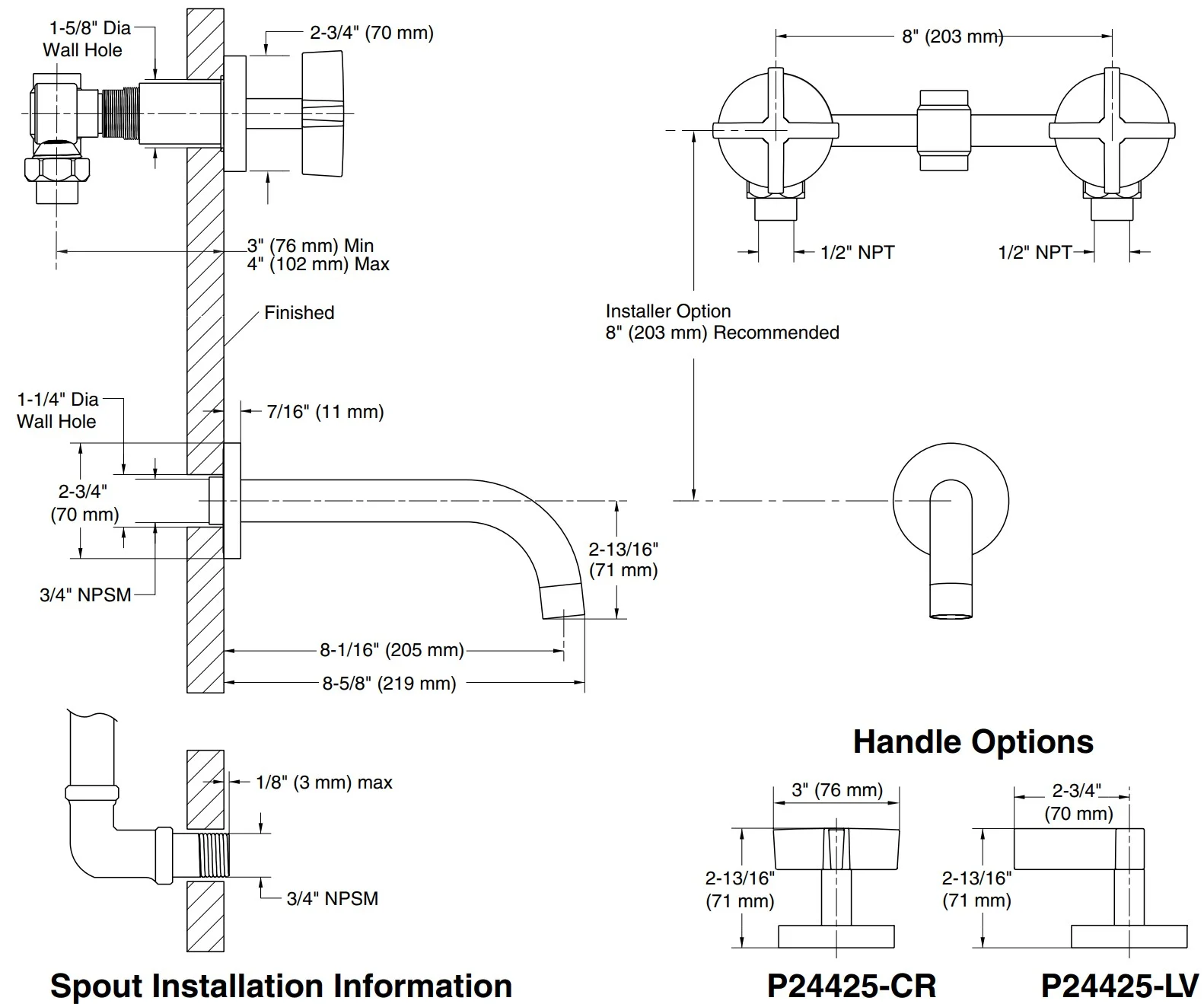 Bản vẽ vòi bồn Kallista P24425