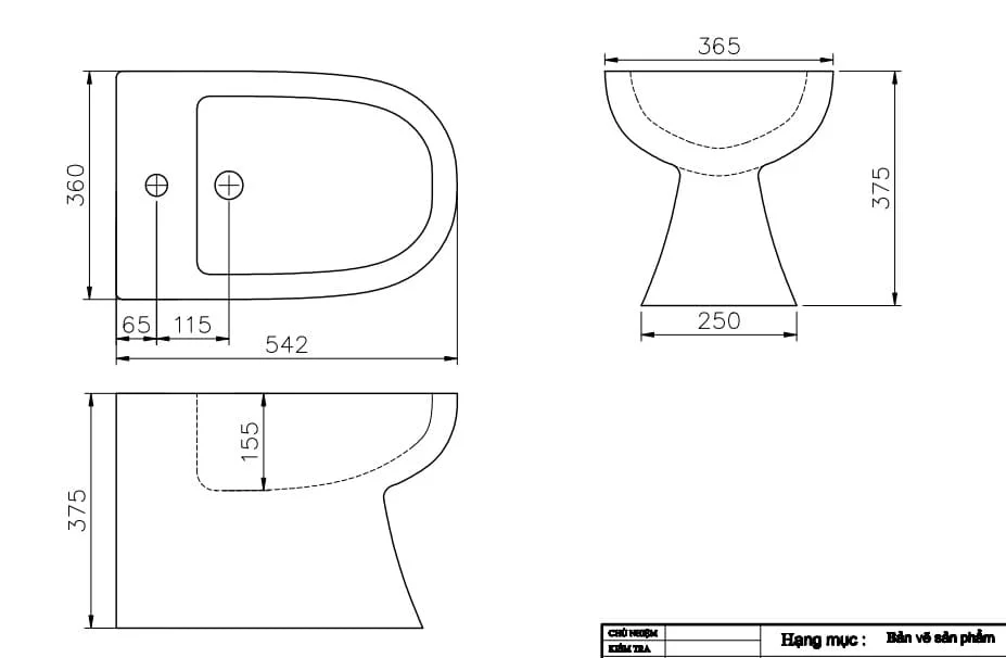Bản vẽ kỹ thuật bồn tiểu nữ đặt sàn Ceravi CB201