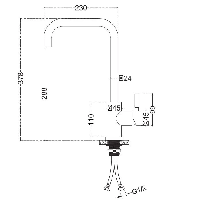 Bản vẽ kỹ thuật vòi chậu rửa bát nóng lạnh Clara CF-73354G