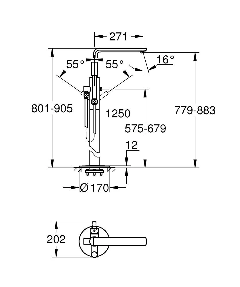 Bản vẽ vòi tắm Đức Grohe 23792DC1