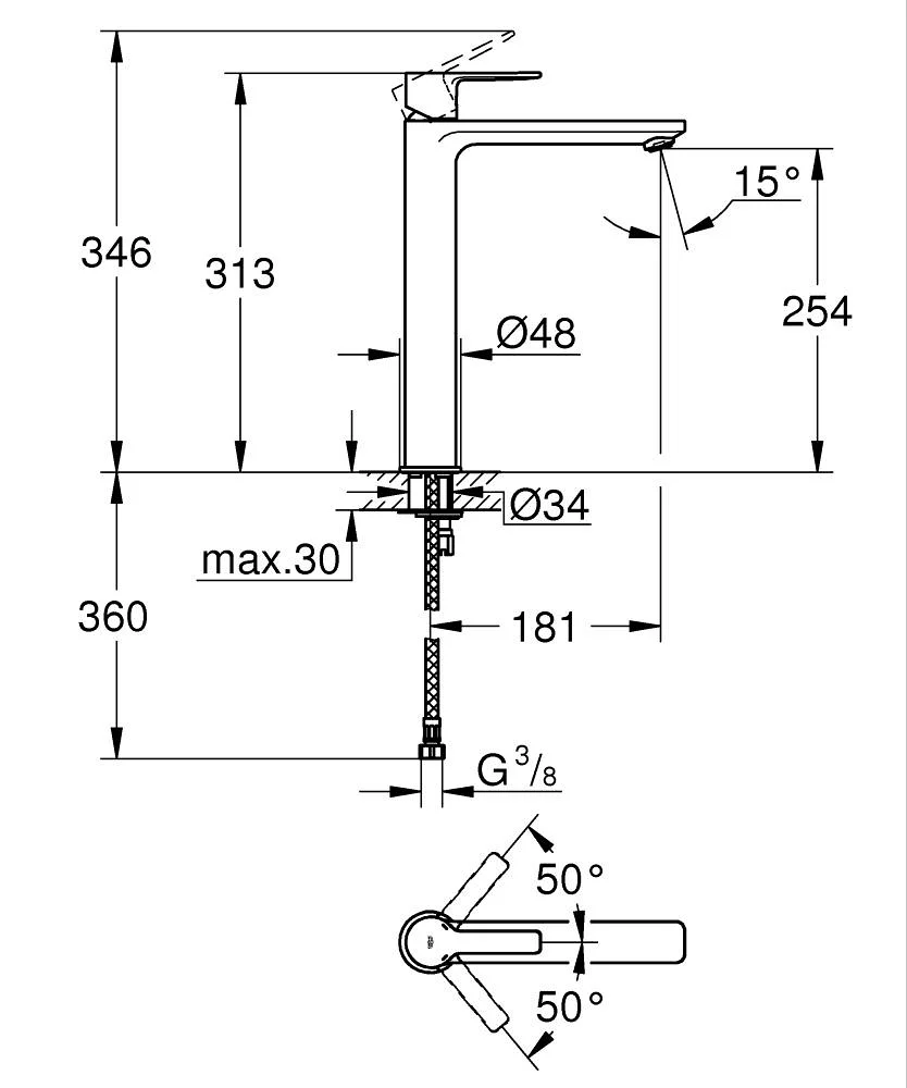 Bản vẽ vòi rửa tay Đức Grohe 234052431