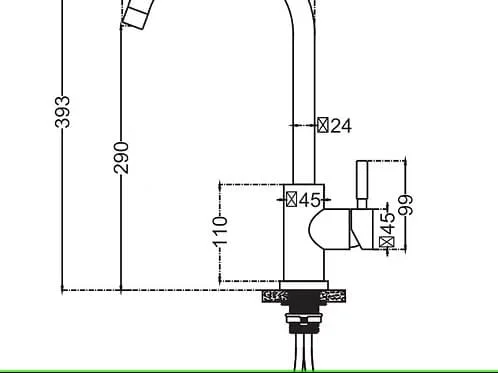 Bản vẽ kỹ thuật vòi chậu rửa bát nóng lạnh Clara CF-73354G
