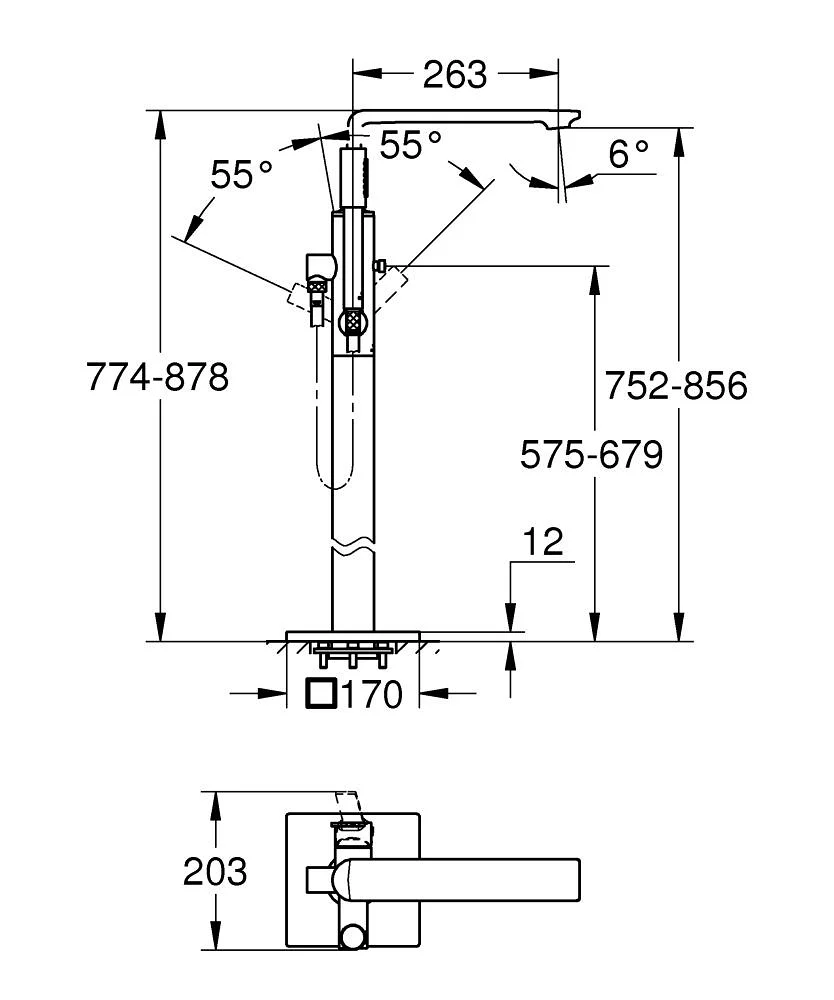 Bản vẽ vòi tắm Đức Grohe 25222DC1