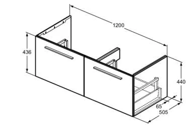 Bản vẽ kỹ thuật tủ Lavabo màu trắng Ideal Standard T5278