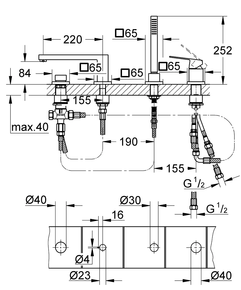 Bản vẽ vòi tắm Đức Grohe 19897DC1