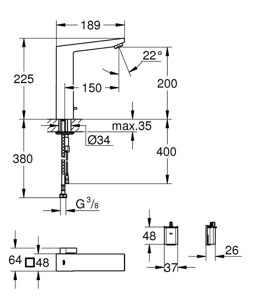 Bản vẽ vòi rửa tay Đức Grohe 36441DC0