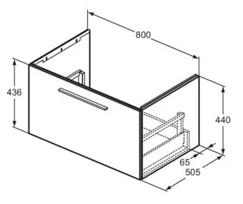 Bản vẽ kỹ thuật tủ Lavabo màu trắng Ideal Standard T5278