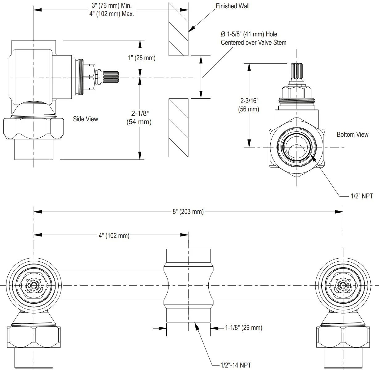 Bản vẽ van âm Kallista P29517