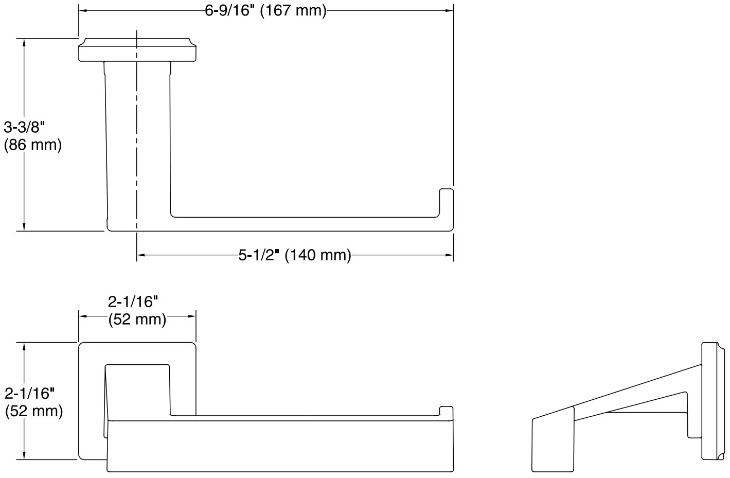 Bản vẽ giá treo giấy Kallista P30682-00-CP