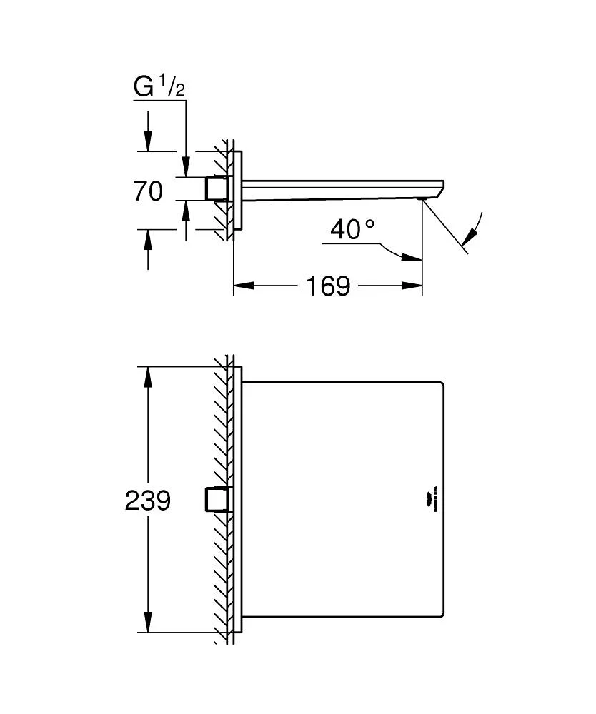 Bản vẽ vòi rửa gắn tường Đức Grohe 13317DL1