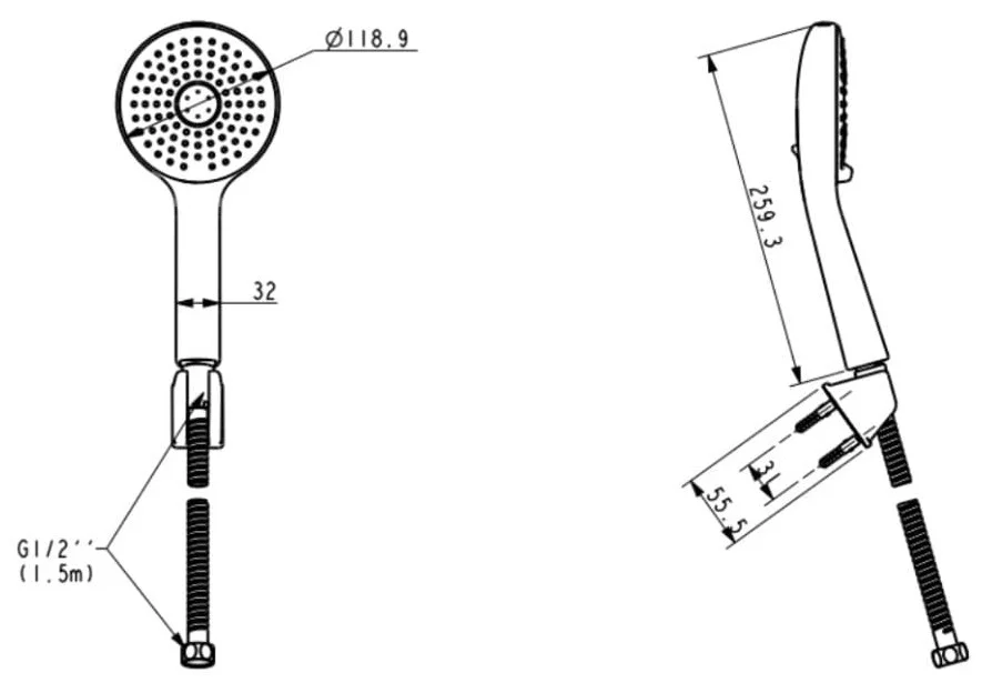 Bản vẽ kỹ thuật tay Sen màu vàng bóng American Standard WF-5120CS