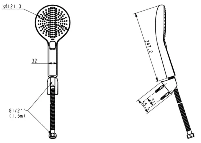 Bản vẽ kỹ thuật tay Sen màu vàng bóng American Standard WF-5120CS