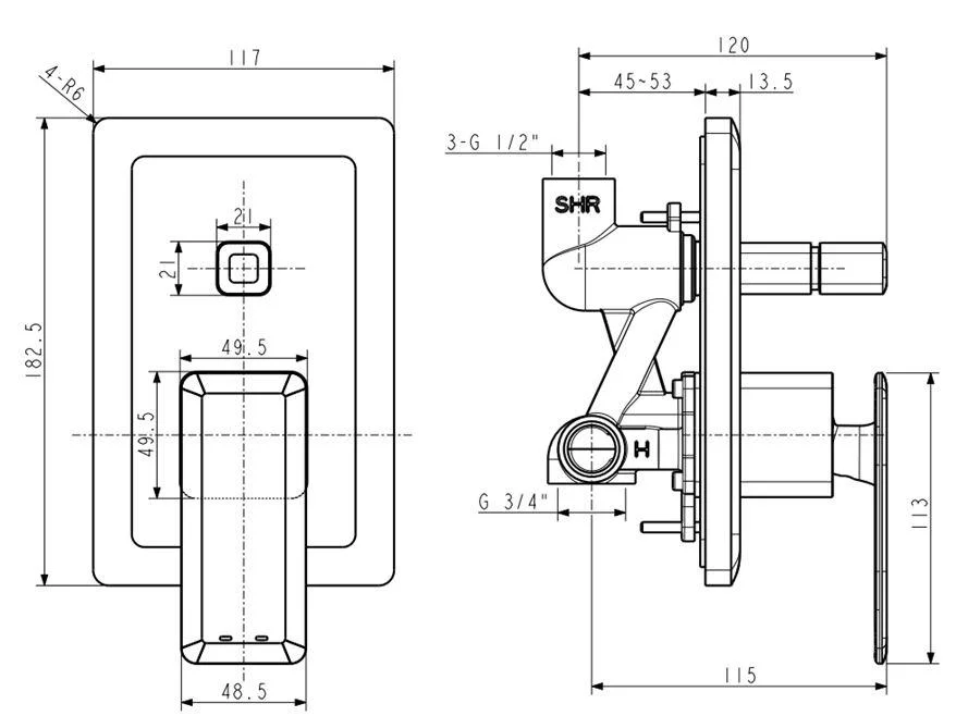 Bản vẽ van điều chỉnh American Standard WF-3129
