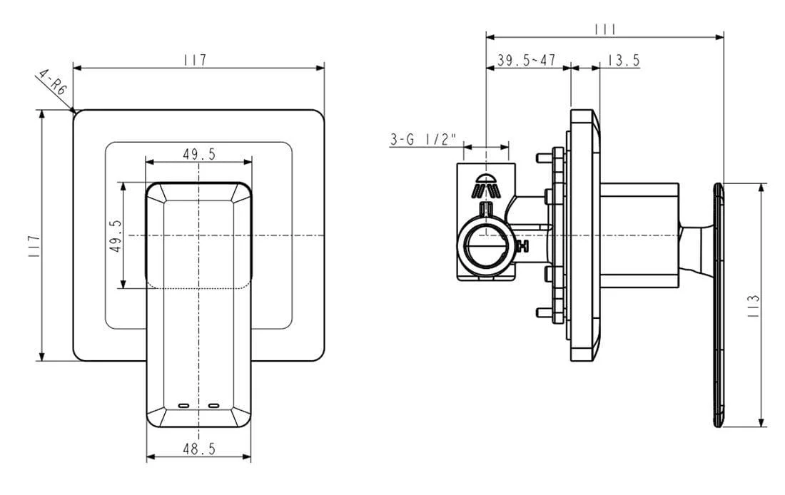 Bản vẽ van điều chỉnh American Standard WF-3129