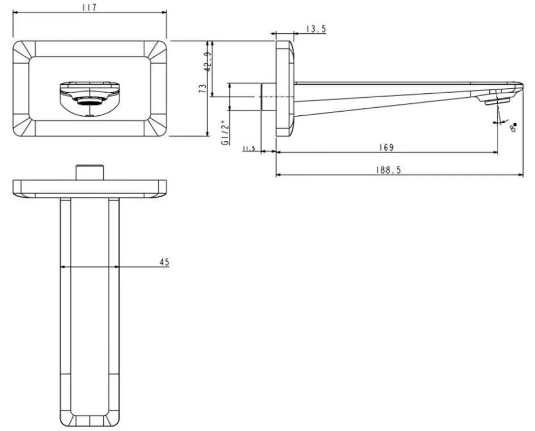 Bản vẽ kỹ thuật vòi chậu nóng lạnh thân cao Loven American Standard WF-1M02
