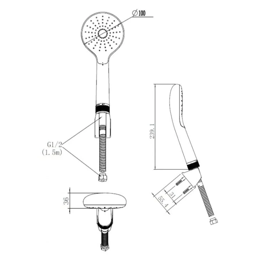 Bản vẽ kỹ thuật tay Sen màu vàng bóng American Standard WF-5120CS