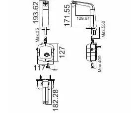 Bản vẽ kỹ thuật vòi chậu nóng lạnh thân cao Loven American Standard WF-1M02