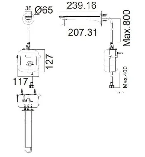 Bản vẽ kỹ thuật vòi chậu nóng lạnh thân cao Loven American Standard WF-1M02