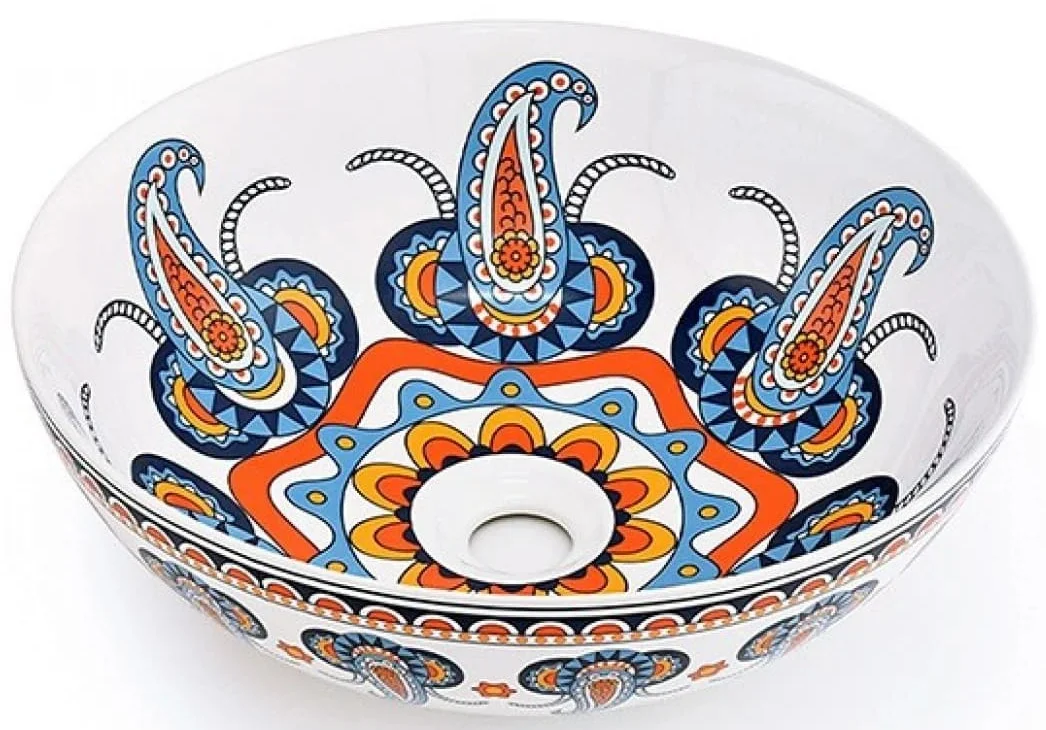 Chậu lavabo đặt bàn sứ tròn màu đỏ Kanly SU518