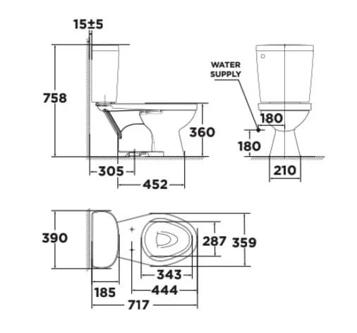 Bồn cầu hai khối American Standard VF-2398SW nắp rửa cơ M4A839