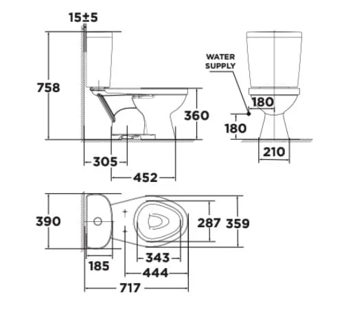 Bồn cầu hai khối American Standard VF-2398SW nắp rửa cơ M4A839