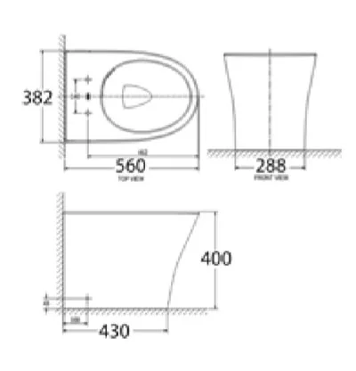 Bản vẽ kỹ thuật bồn Cầu Treo Tường American Standard WP-2265 
