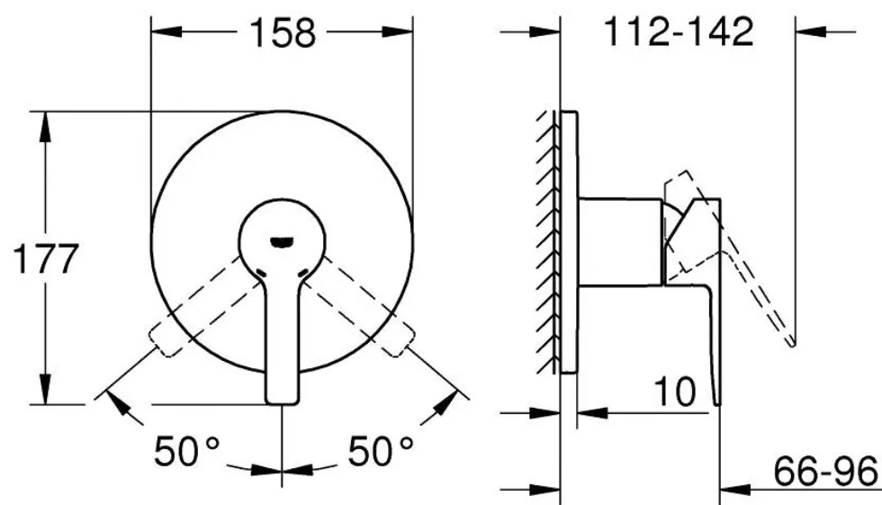 Bản vẽ mặt nạ sen âm Đức Grohe 24063DC1