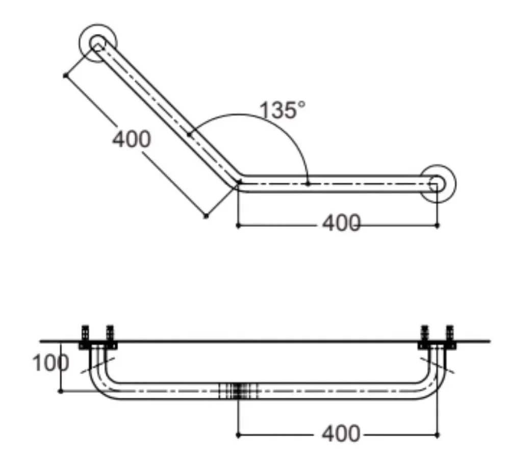 Bản vẽ thanh vịn chữ V American Standard HR-320640-01