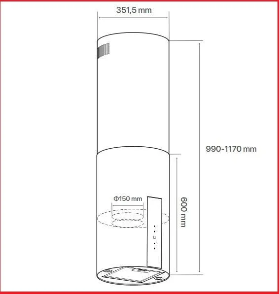 Bản vẽ kỹ thuật máy hút mùi độc lập Canzy CZ IDC ISLAND