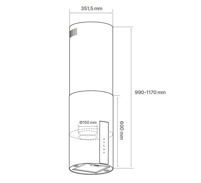 Bản vẽ kỹ thuật máy hút mùi độc lập Canzy CZ IDC ISLAND
