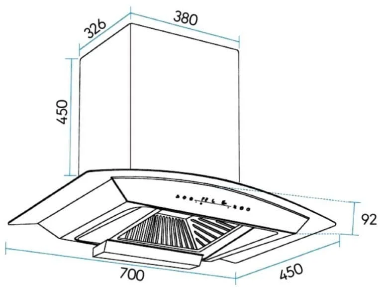 Bản vẽ kỹ thuật máy hút mùi chữ T Canzy CZ H829CT