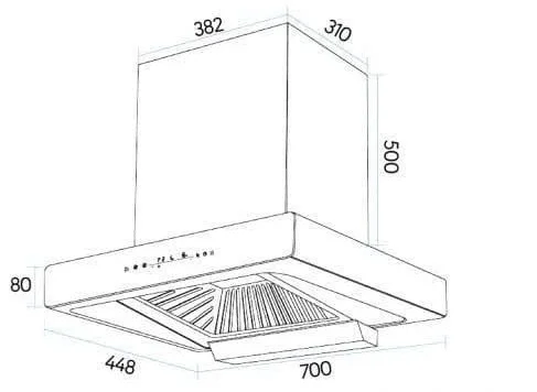Bản vẽ kỹ thuật máy hút mùi chữ T Canzy CZ H829CT