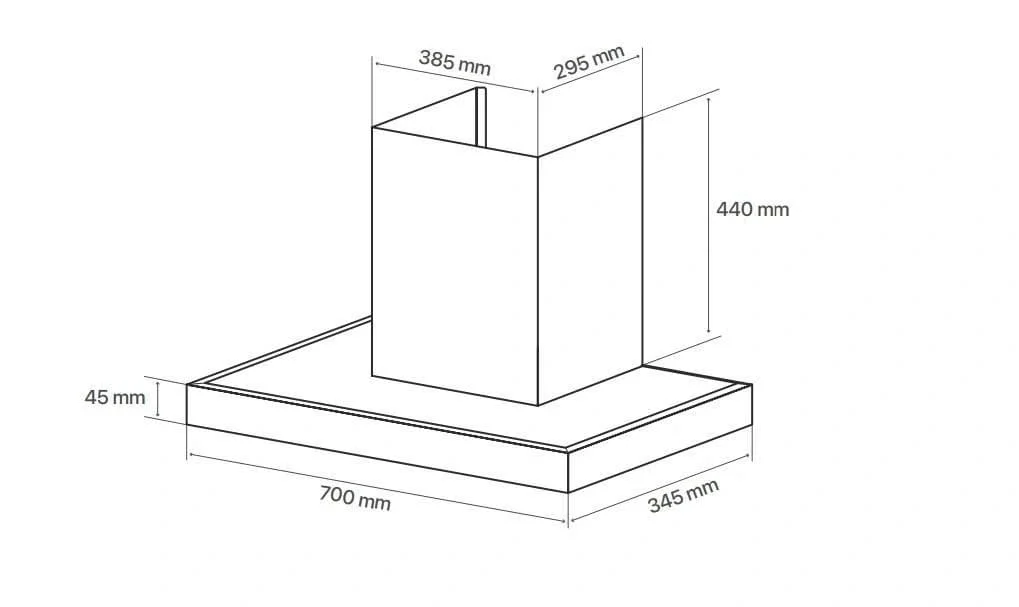 Bản vẽ kỹ thuật máy hút mùi chữ T Canzy CZ H829CT