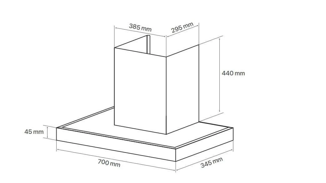 Bản vẽ kỹ thuật máy hút mùi chữ T Canzy CZ H829CT